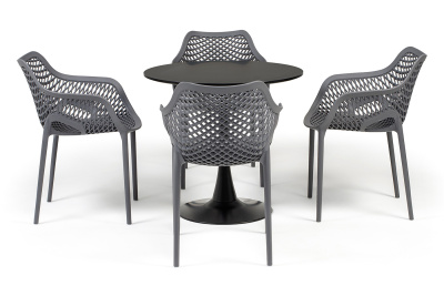 "Беллини" обеденная группа на 4 персоны, цвет темно-серый