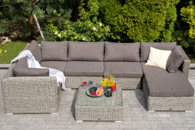 "Лунго" модуль диванный угловой с подушками, цвет серый (гиацинт)