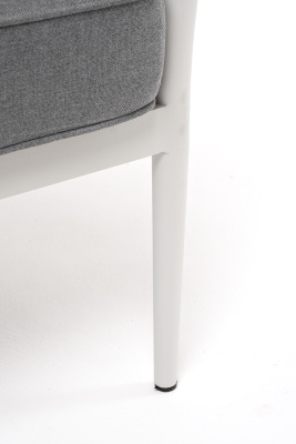 "Касабланка" кресло плетеное из роупа, каркас алюминий светло-серый (RAL7035) муар, роуп серо-коричневый 23мм, ткань серая 017